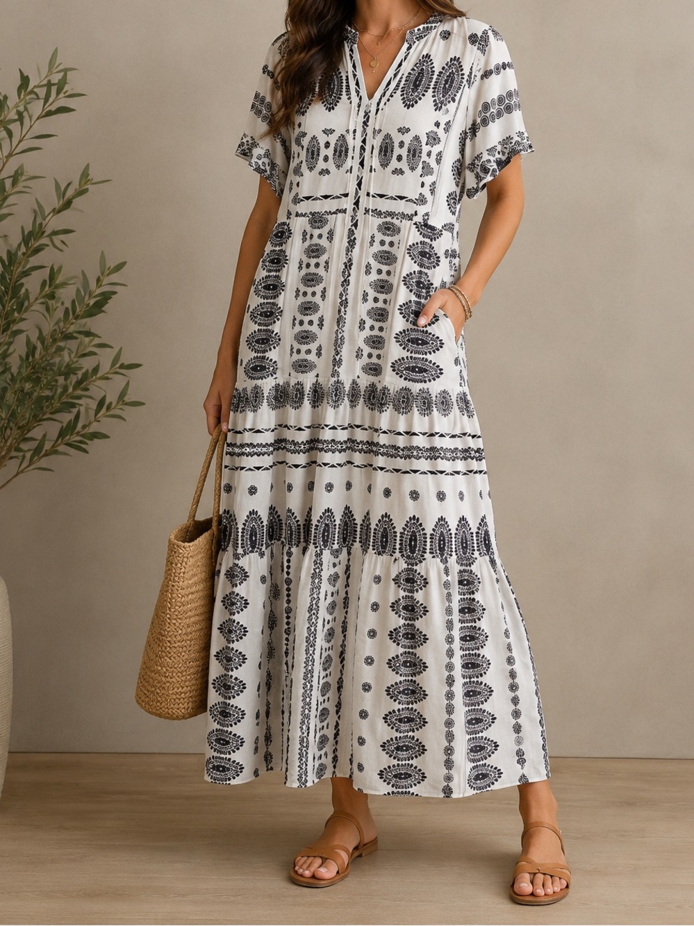 NWT Hale Bob Women's Bohemian Style Maxi Dress Small